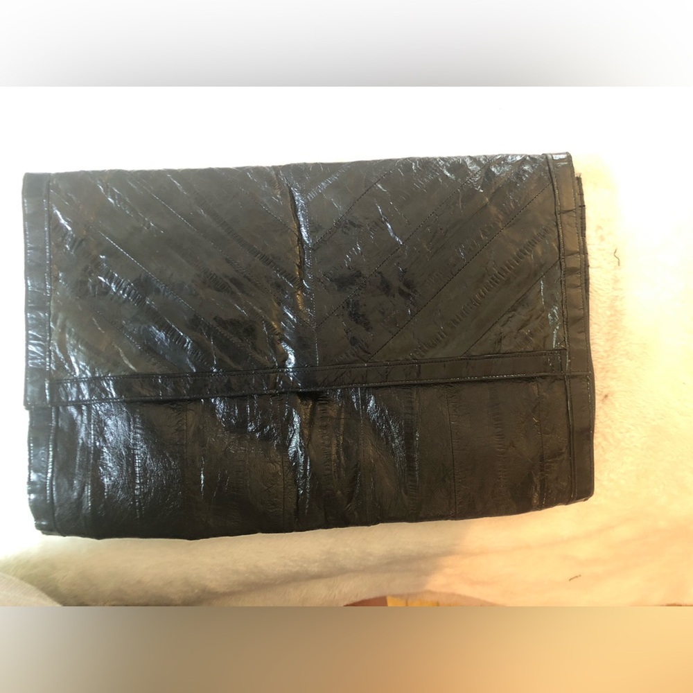 Vintage Eel skin large Leather Clutch Bag